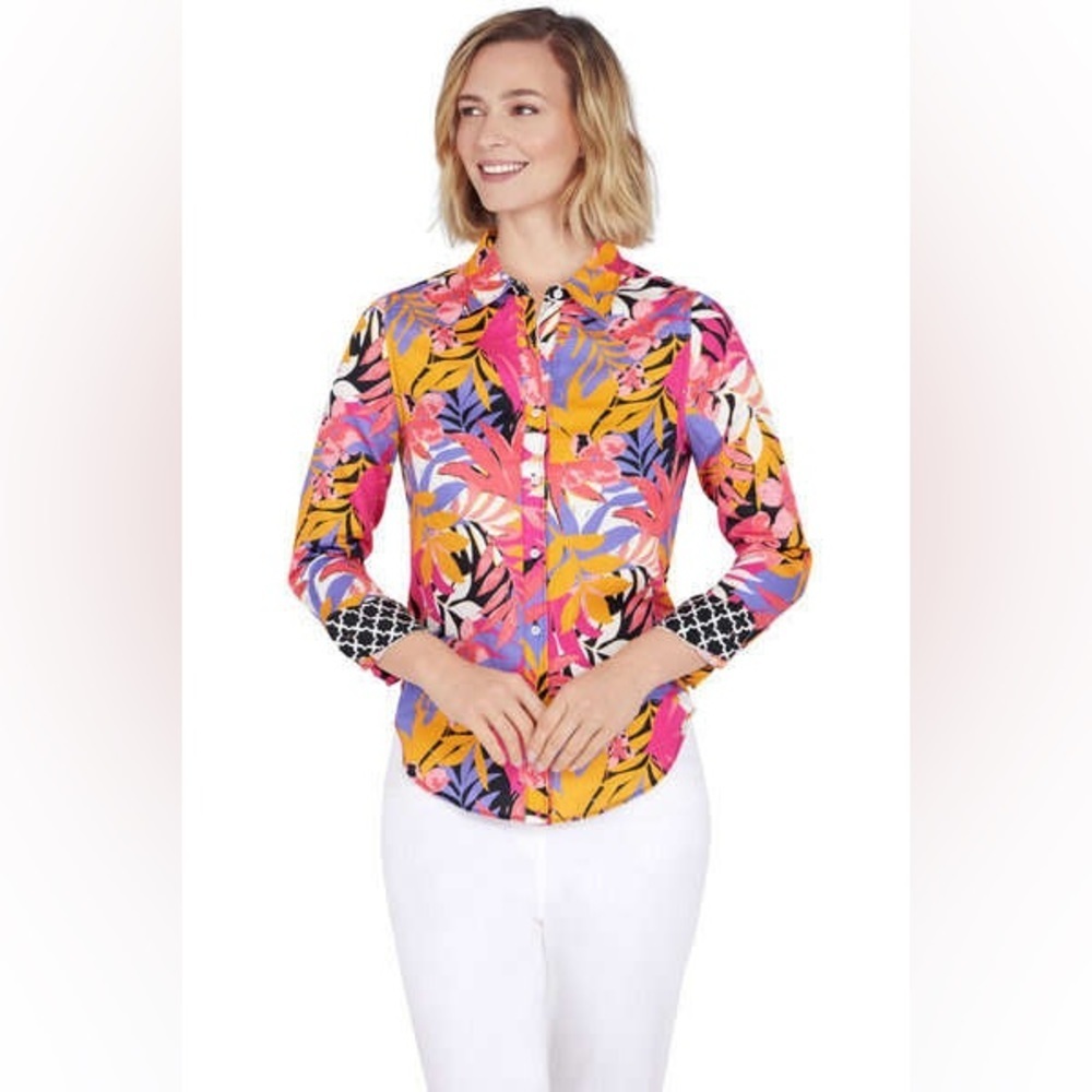 Ruby Rd Plus Women's Woven Wrinkle Resistant Cotton 24W